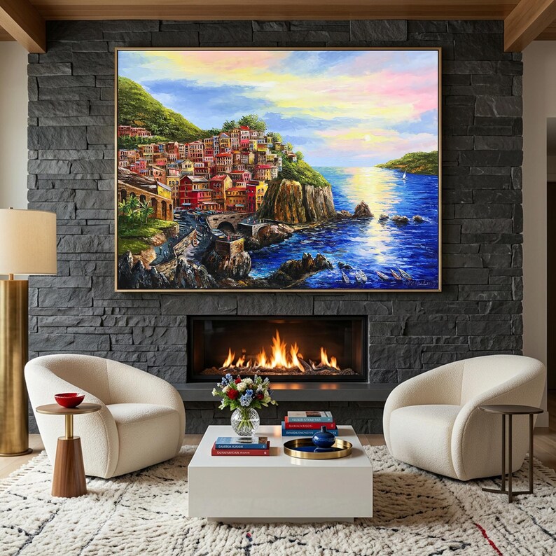 Cinque Terre Oil Painting Original: Italian Riviera, Manarola Italy ...