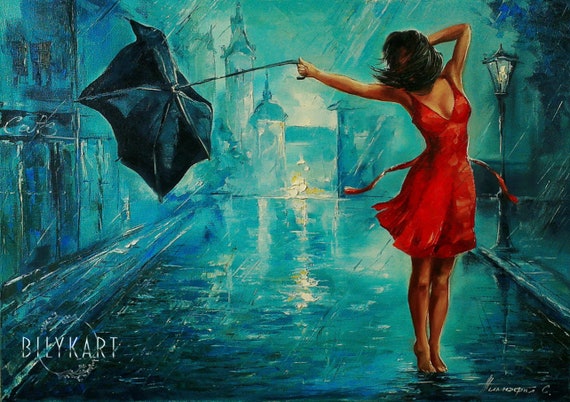 Chica con paraguas pintura sobre lienzo Bansky Arte Pintura lluviosa Día  lluvioso Arte mural Mujer con paraguas rojo Pintura al óleo Obra de arte  original - Etsy México