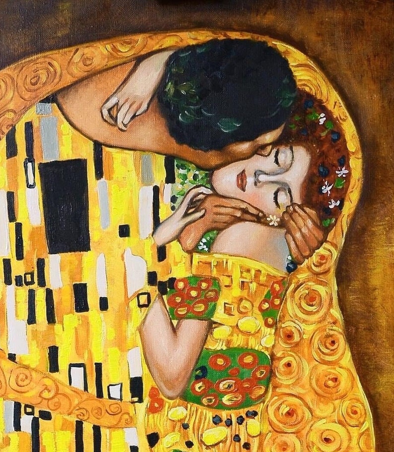 Gustav Klimt the Kiss Painting Reproduction Klimt Wall Art Original ...