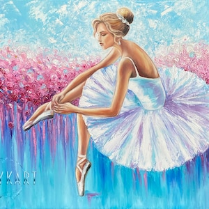 Ballerina After Performance Painting on Canvas Ballet Pointe Shoes Painting Original Ballet Wall Art for Girl Ballerina Artwork for Bedroom