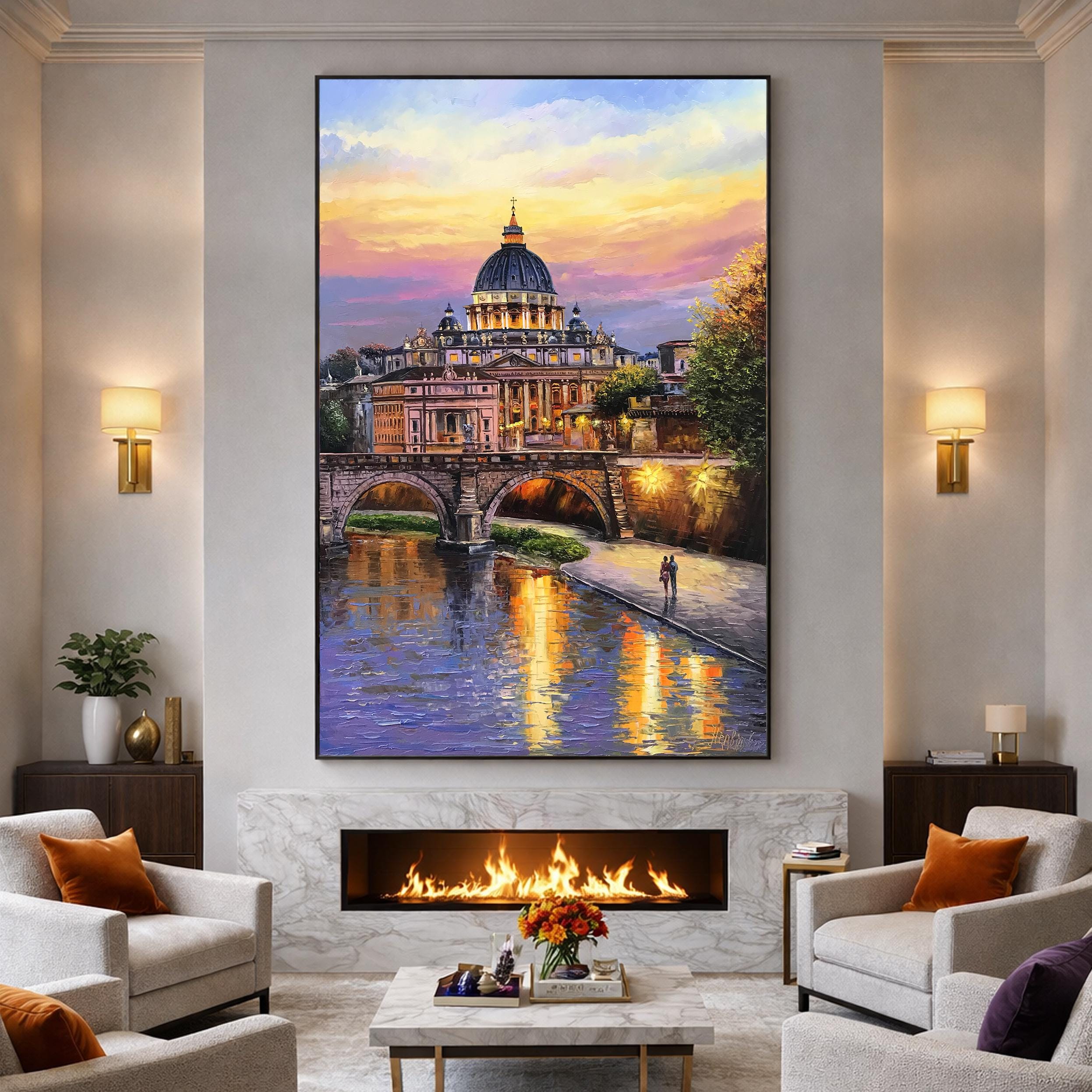 #1766　イタリア「アルベロベッロの夜」額縁入、油彩画、原画、風景画、P15号 1766イタリア「アルベロベッロの夜」額縁入、油彩画、原画、風景画、P15号