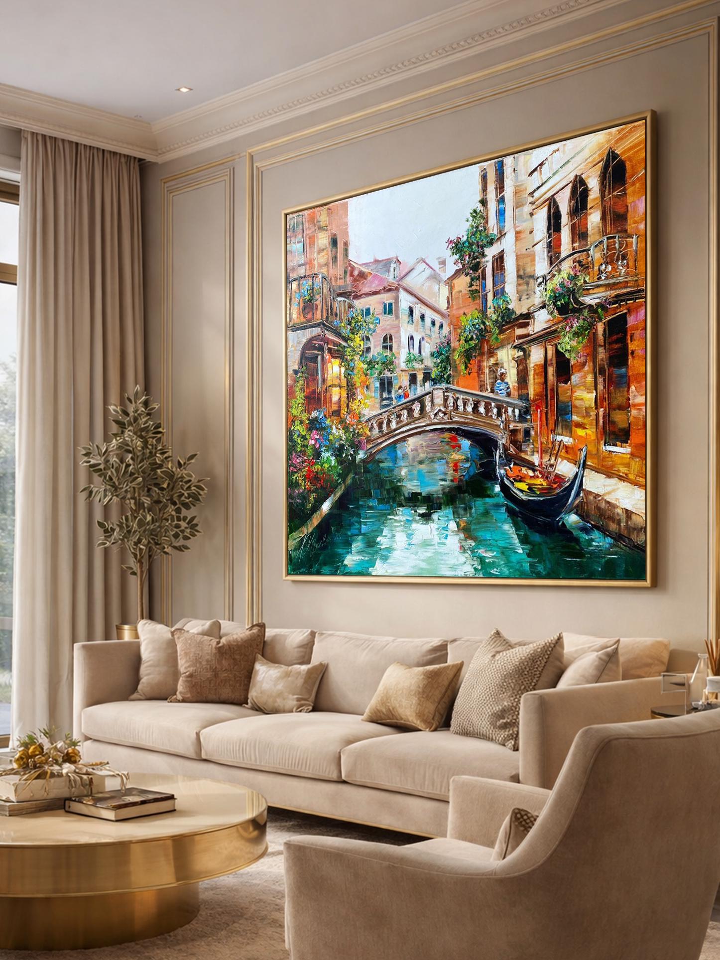 イタリア・ベニスの油絵 ベニス 絵画 風景画 イタリア 油絵 斉藤要 ベネチア インテリア