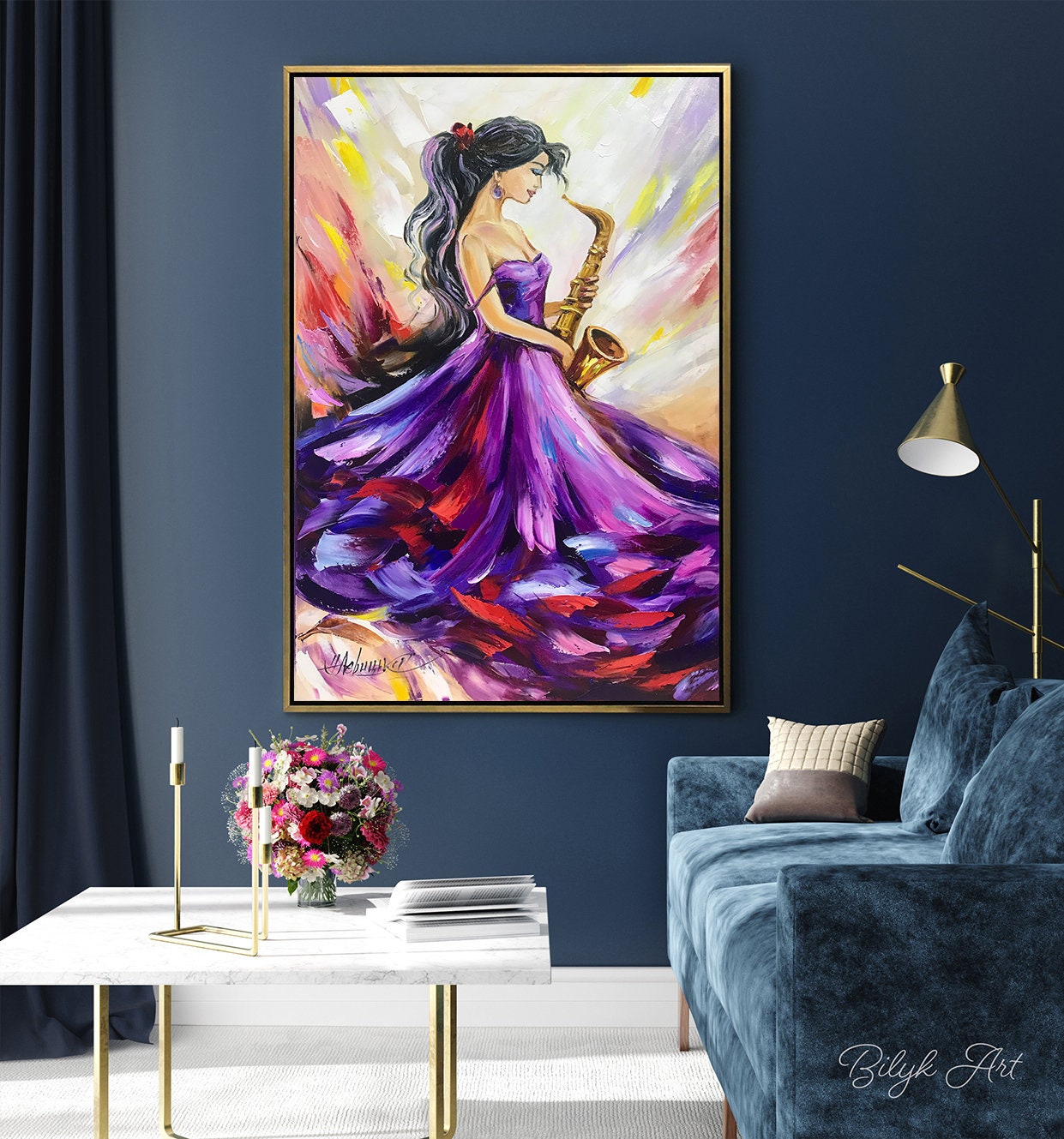 サクソフォーン女シリーズ絵画　壁掛け絵画 品数豊富！ サクソフォーン女シリーズ絵画壁掛け絵画 絵画 - 絵画