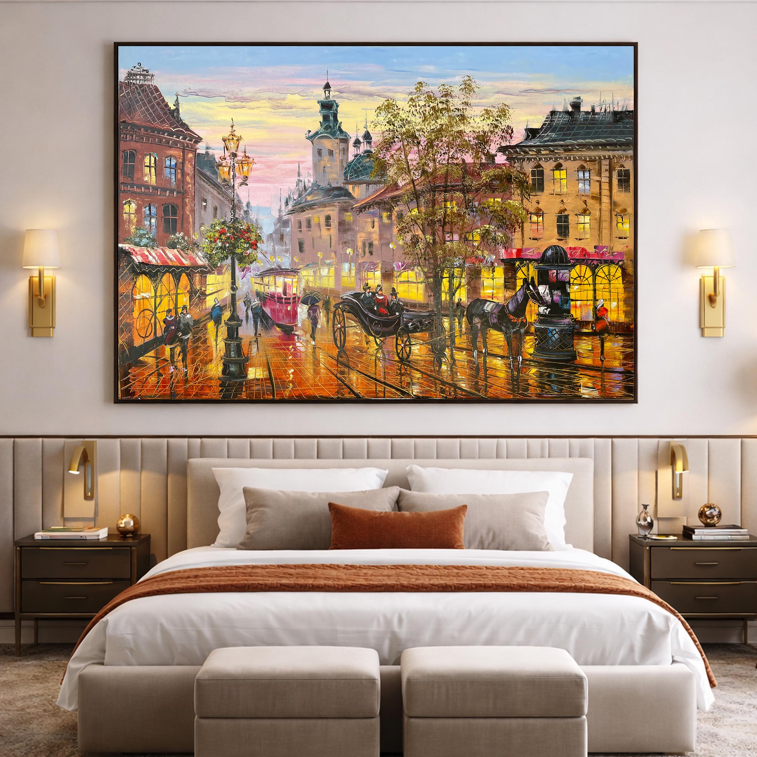 ヨーロッパの都市風景画 オリジナル ヨーロッパの壁掛けアート