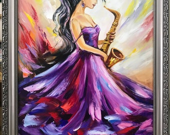 サクソフォーン女シリーズ絵画　壁掛け絵画 サクソフォーン女シリーズ絵画 壁掛け絵画 サクソフォーン女