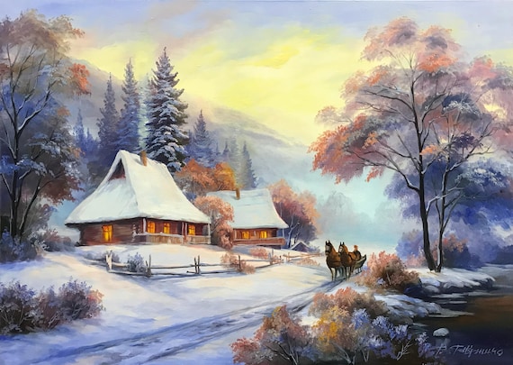 yタイトル「Early Snows」Gary Fenske作　冬の風景 絵画 yタイトル「Early Snows」Gary Fenske作 冬の風景 絵画 - メルカリ