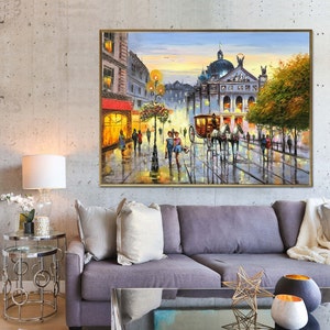 Large City Painting on Canvas European City Wall Art City Scape Oil ...