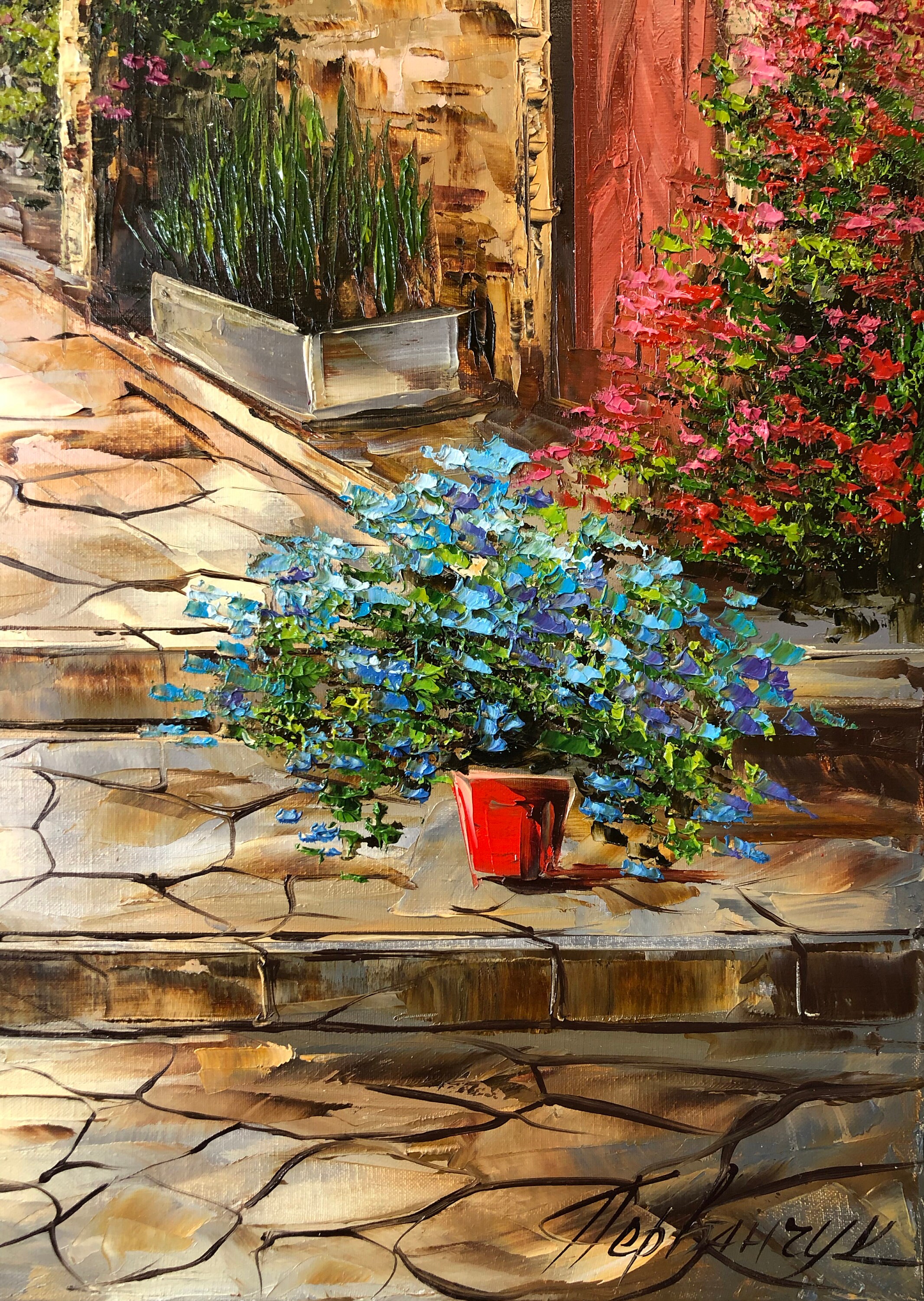 油絵トスカーナ風景 トスカーナの風景画 オリジナル油絵 田園風景 12x16インチ 天使
