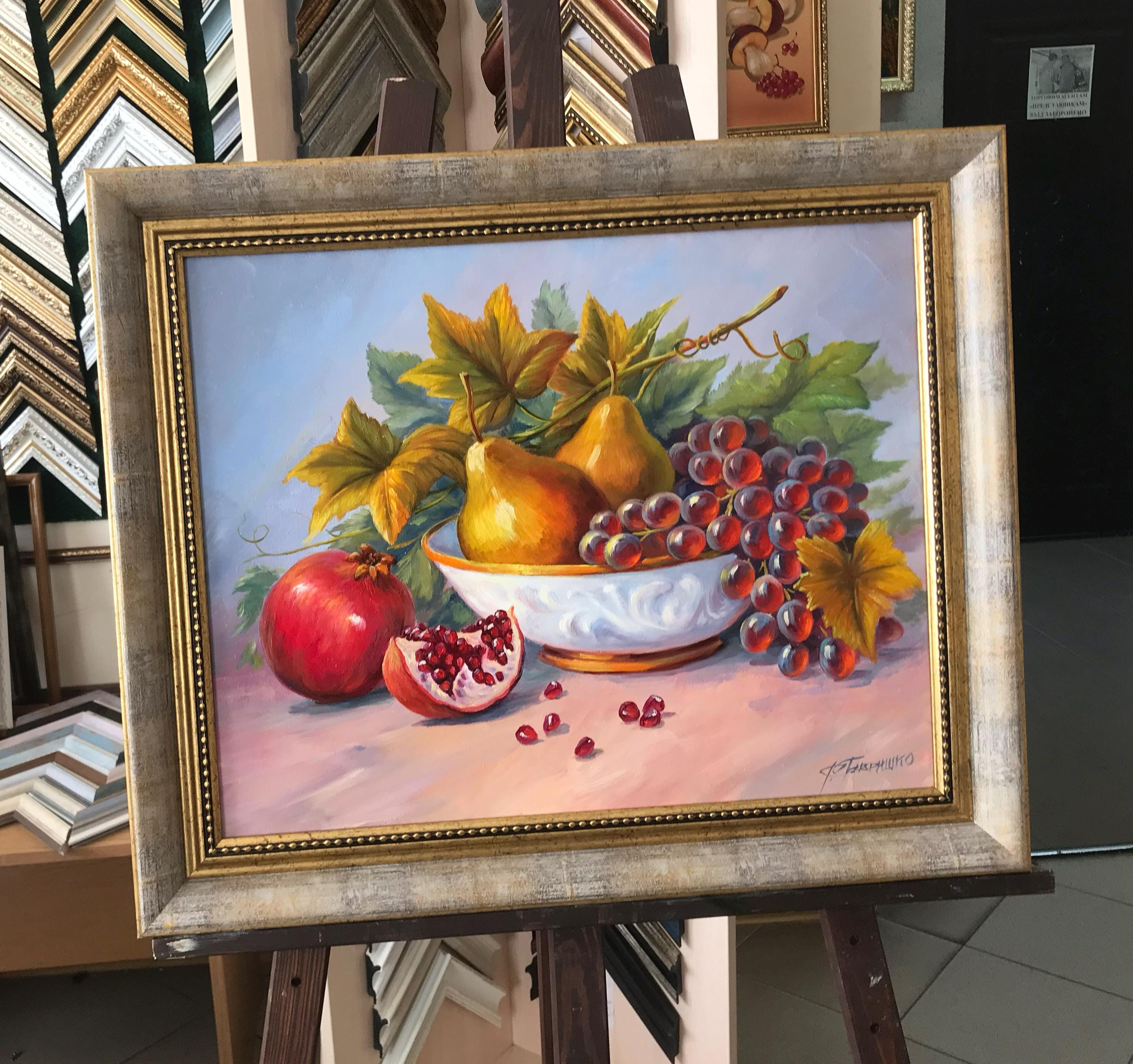 超安い バラニ （イタリア） 油絵 「葡萄のある静物」 油彩画 絵画