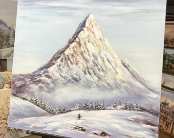 エベレスト山の絵画、ネパールのキャンバスアート、ヒマラヤ山脈の絵画