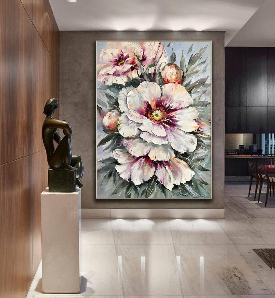 Large Abstract Flower Oil Painting Original Texture Flower Canvas Wall Art  Abstract Flowers Wall Decor Extra Large Blossom Flower Painting - Etsy