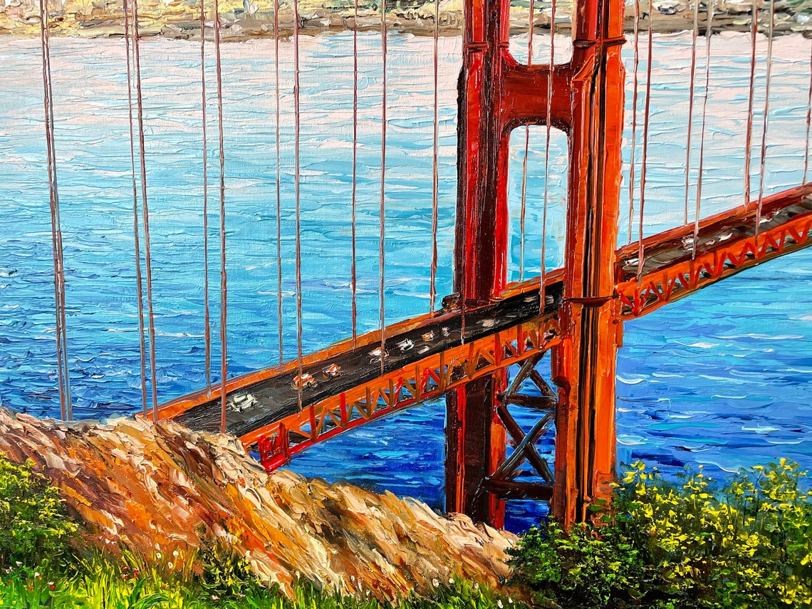 Golden Gate Bridge Original Painting San Francisco Wall Art Etsy