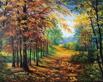 アンティーク 絵画 紅葉 風景 秋 季節 木々 景色 自然 芸術 美術 作品 il_340x270.6381453338_btjq.jpg