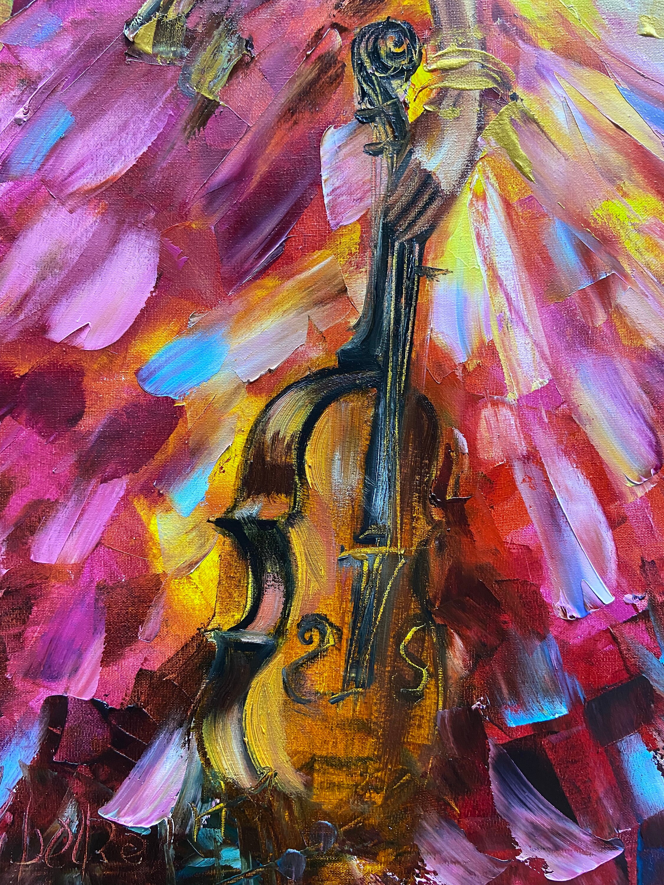 Violin Girl Oil Painting Original: Beautiful Woman Wall Art - Etsy