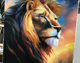 アフリカアート　ライオン【画家 サイン入り】(5) il_340x270.5908957091_sddd.jpg