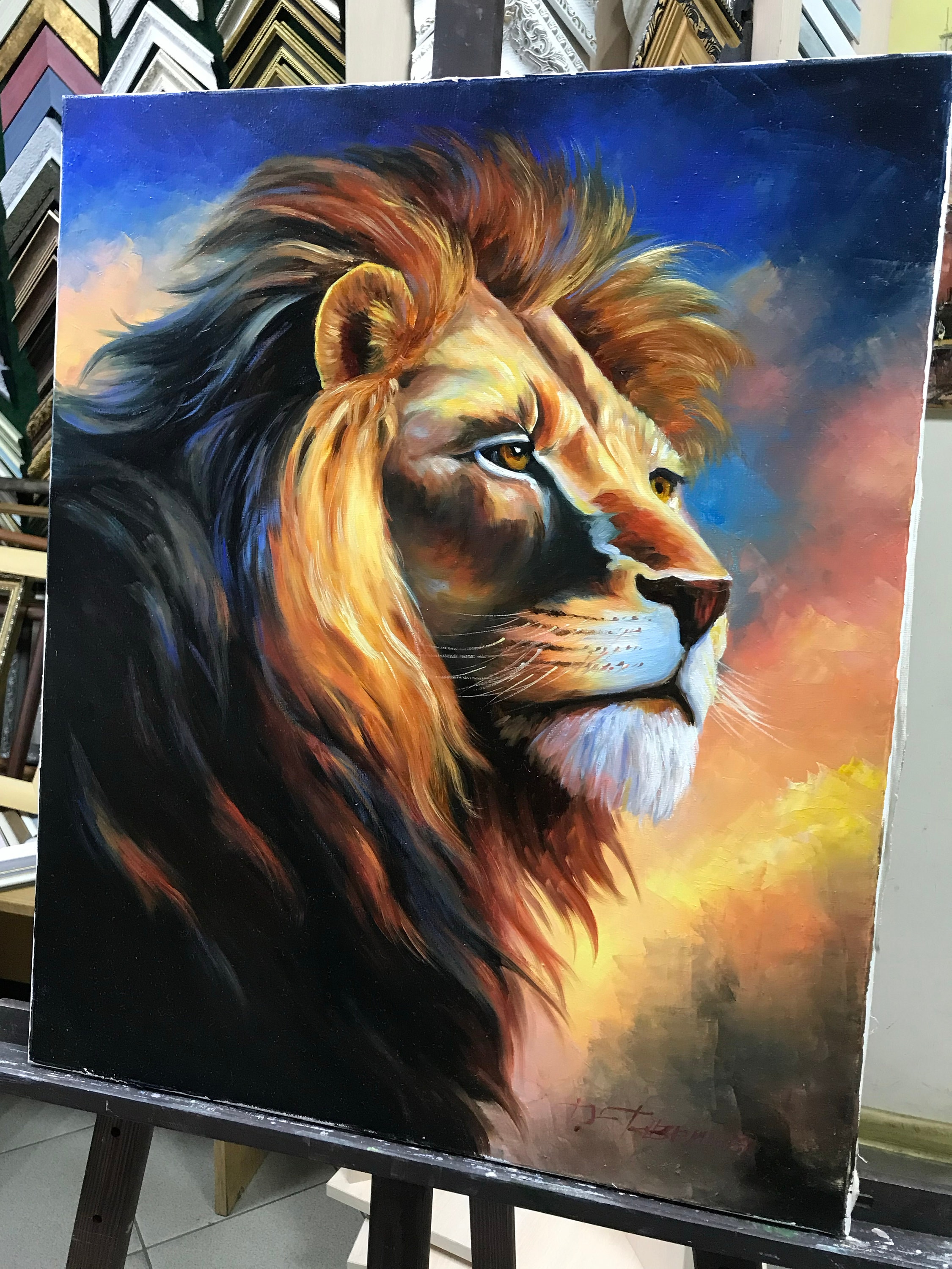 アフリカアート　ライオン【画家 サイン入り】(6) アフリカアート ライオン【画家 サイン入り】(6) アフリカアート