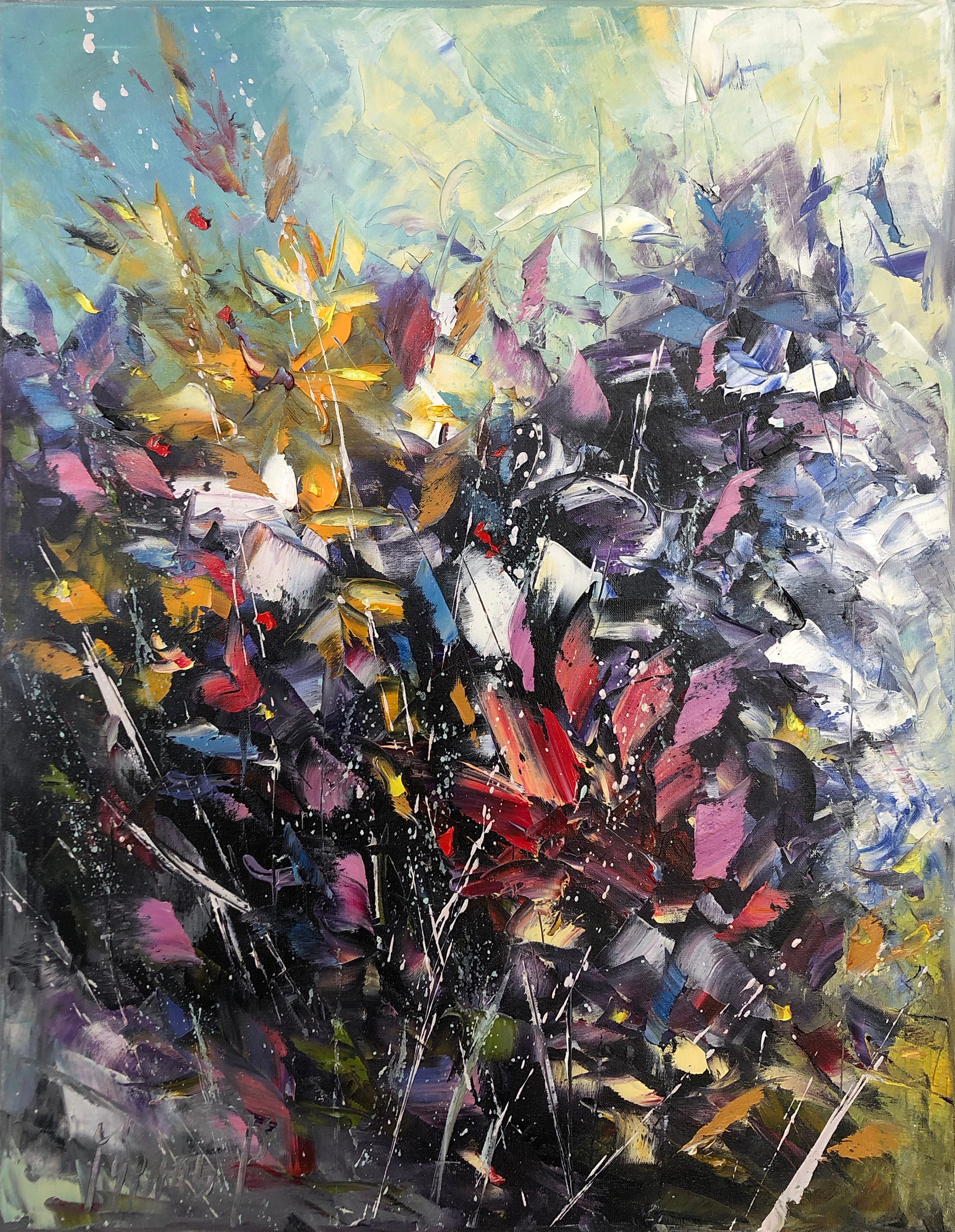 Large Abstract Flower Oil Painting on Canvas Colorful Flower | Etsy