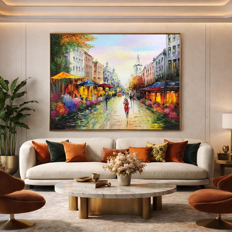 Vibrant Cityscape Painting Original French Street Scene Painting Paris Cafe Art Parisian Painting Paris Artwork Parisian Wall Art image 5