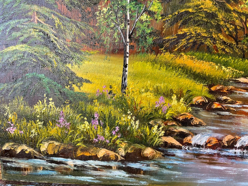 Green Forest Painting Original Trees Wall Art River Oil - Etsy