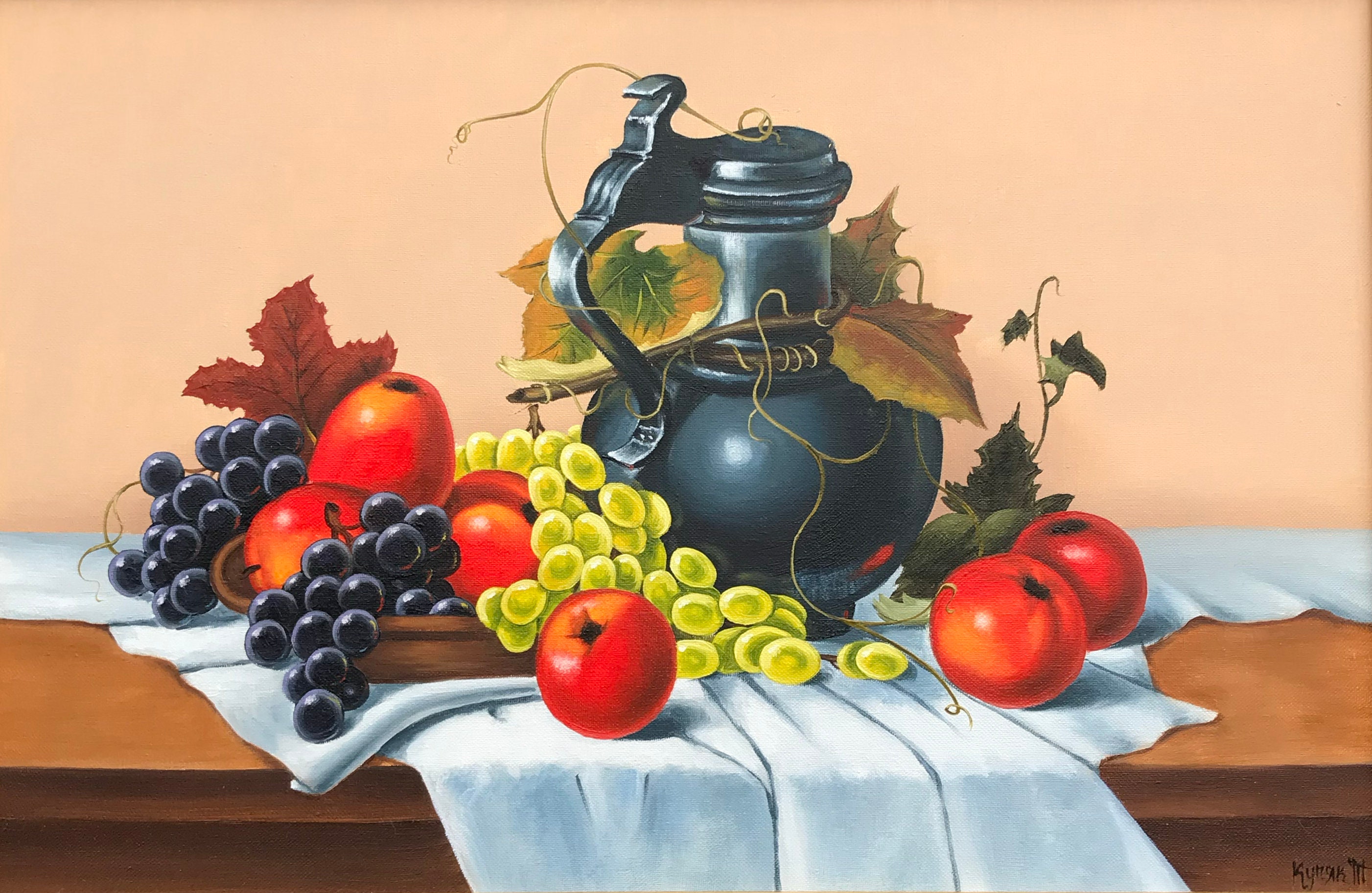 Nature morte fruits peinture à l'huile œuvre d'art ukrainienne