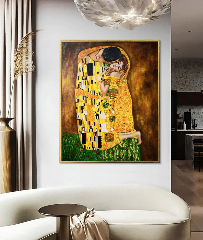 Gustav Klimt the Kiss Painting Reproduction Klimt Wall Art Original ...