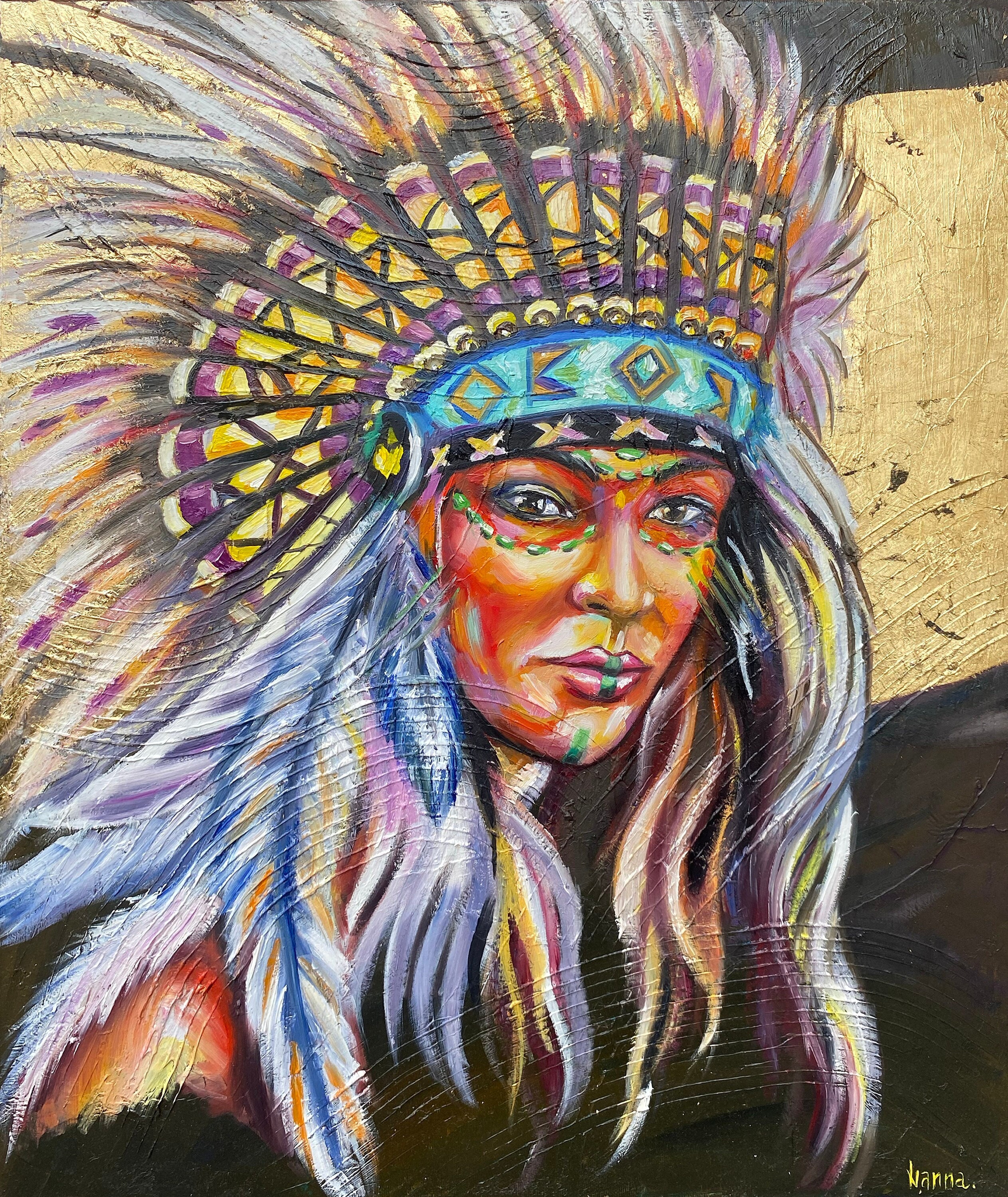 Indigenous Woman Oil Painting Original Native American Art