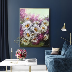 White Daisy Oil Painting Original Art Work Daisies Painting on Canvas ...