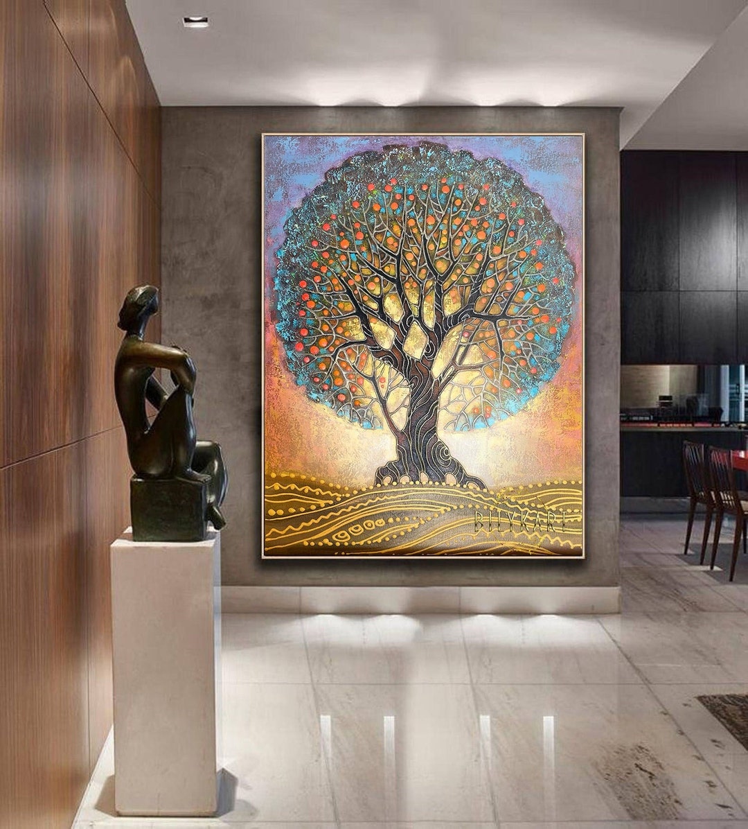 Gustav Klimt Tree of Life Painting on Canvas Apple Tree Painting