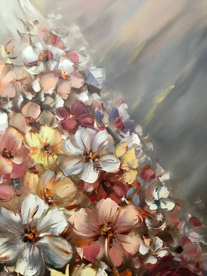 Woman in Flower Dress Oil Painting Original 30x60 Canvas Wall Etsy