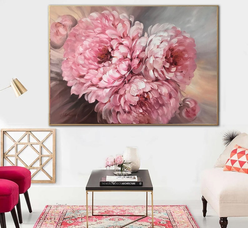 Abstract Peony Oil Painting Original Art Work Pink Peonies - Etsy