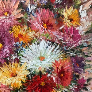Large Abstract Flower Oil Painting on Canvas Modern Floral Wall Art ...