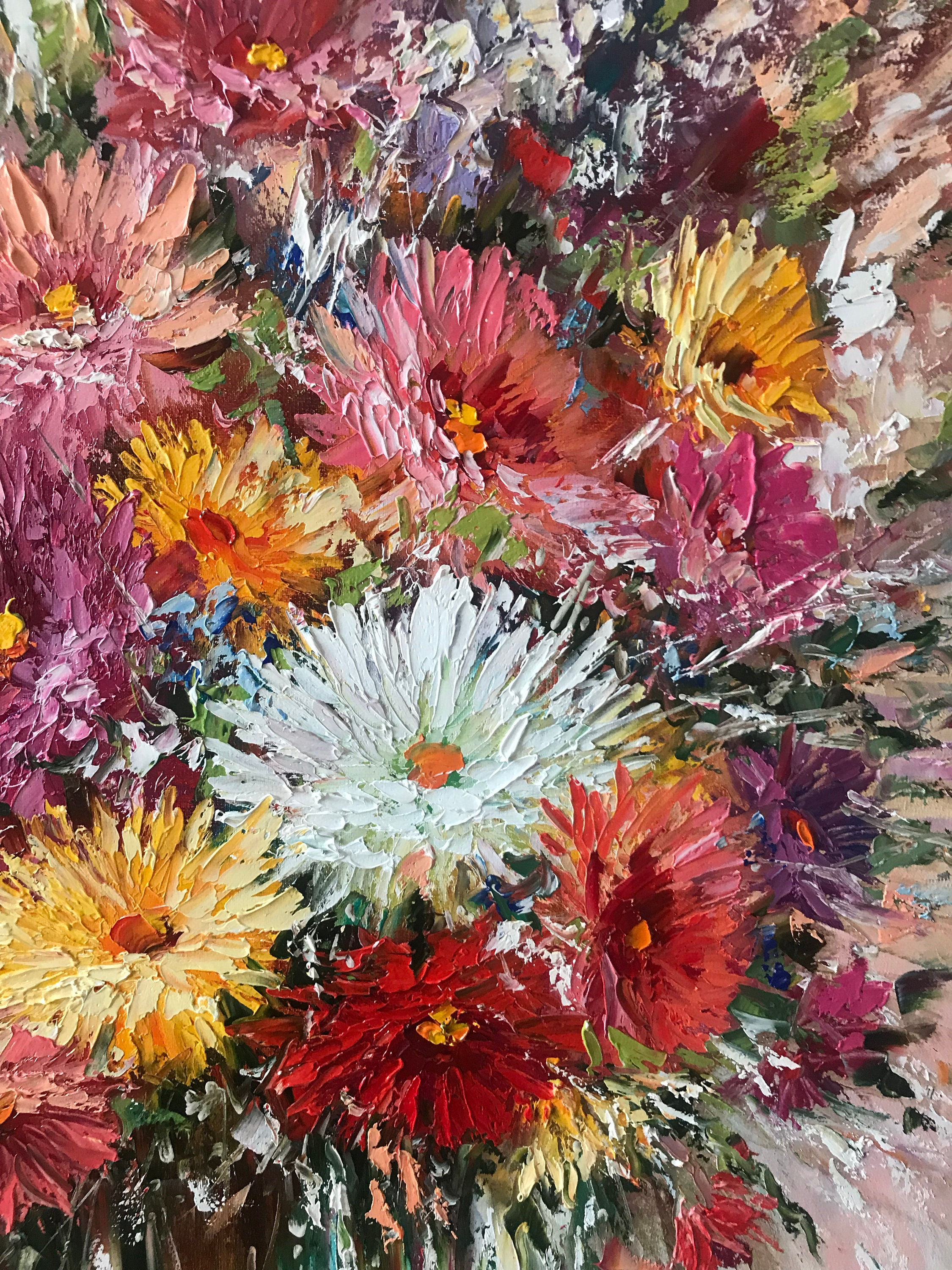 Large Abstract Flower Oil Painting on Canvas Modern Floral Wall Art ...