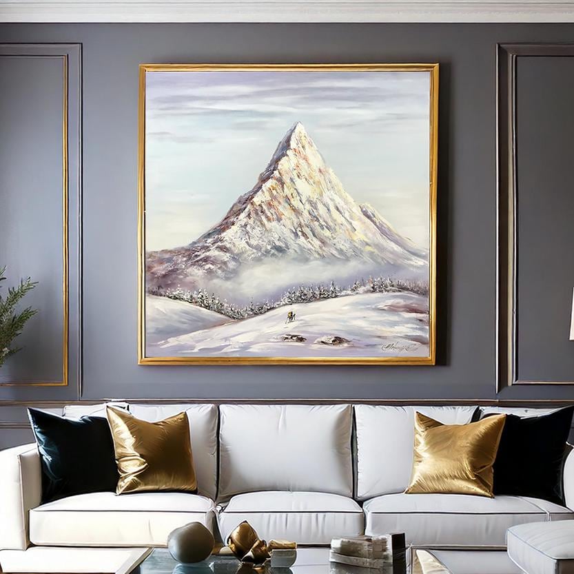エベレスト山の絵画、ネパールのキャンバスアート、ヒマラヤ山脈の絵画