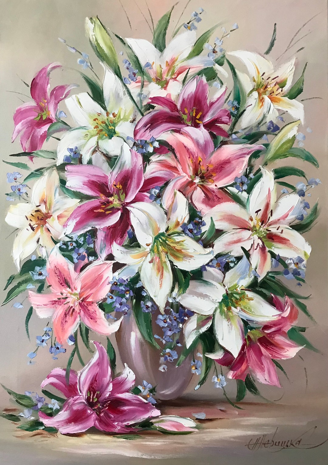絵画 油絵 ユリ 大きい 花の絵 キャンバス - メルカリ
