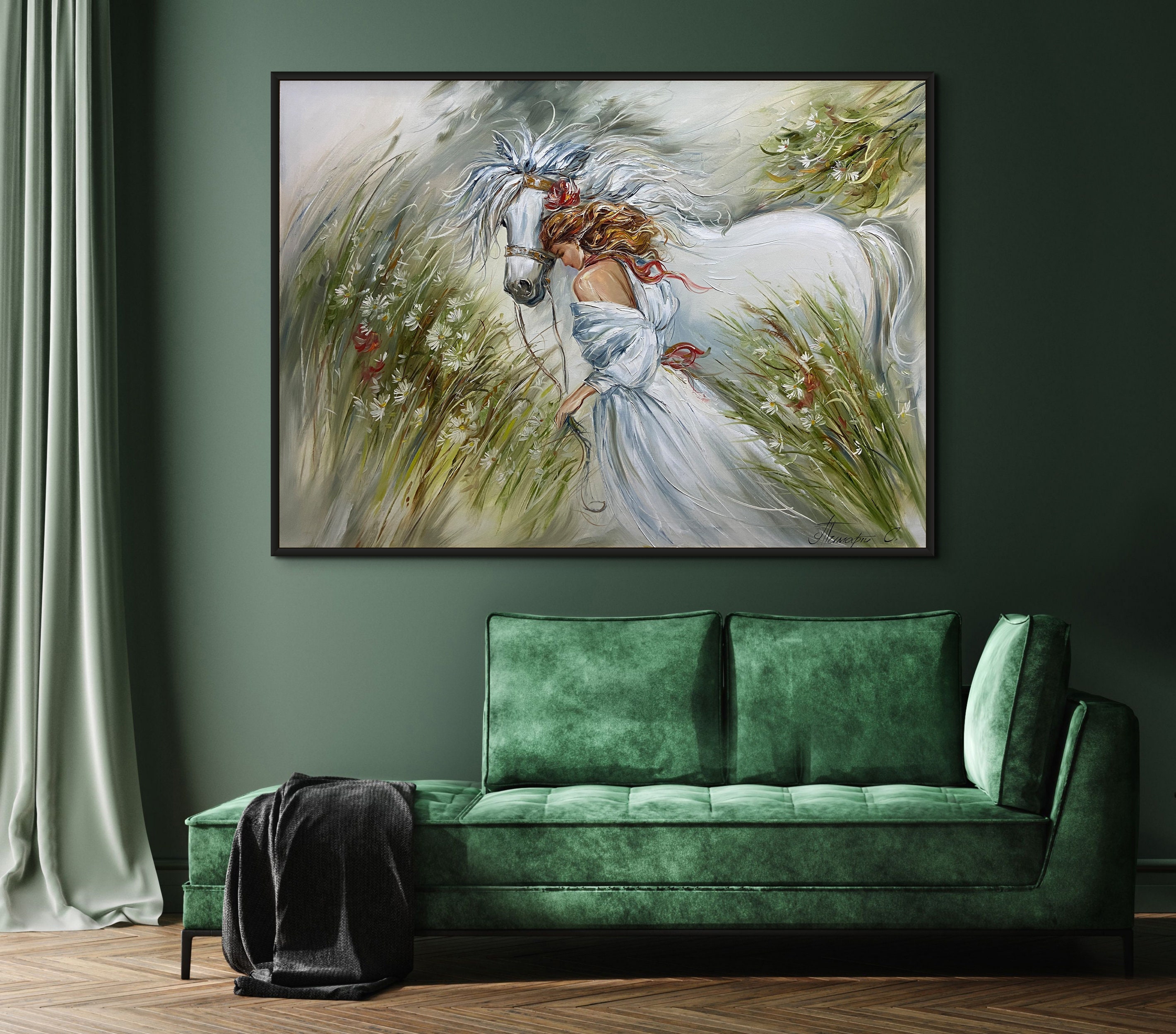 Horse And Girl Painting Original Art Work Woman With White Etsy 日本 Horse And Girl Painting Original Art Work Woman With White Etsy 日本