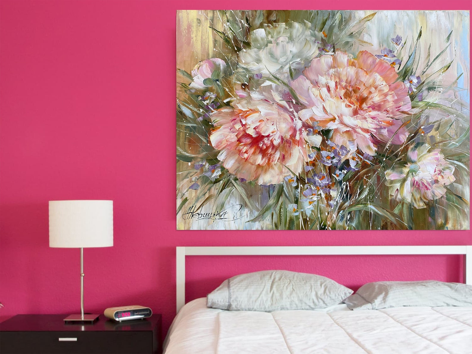 Peonies Oil Painting Original Art Work Pink Flowers Painting - Etsy