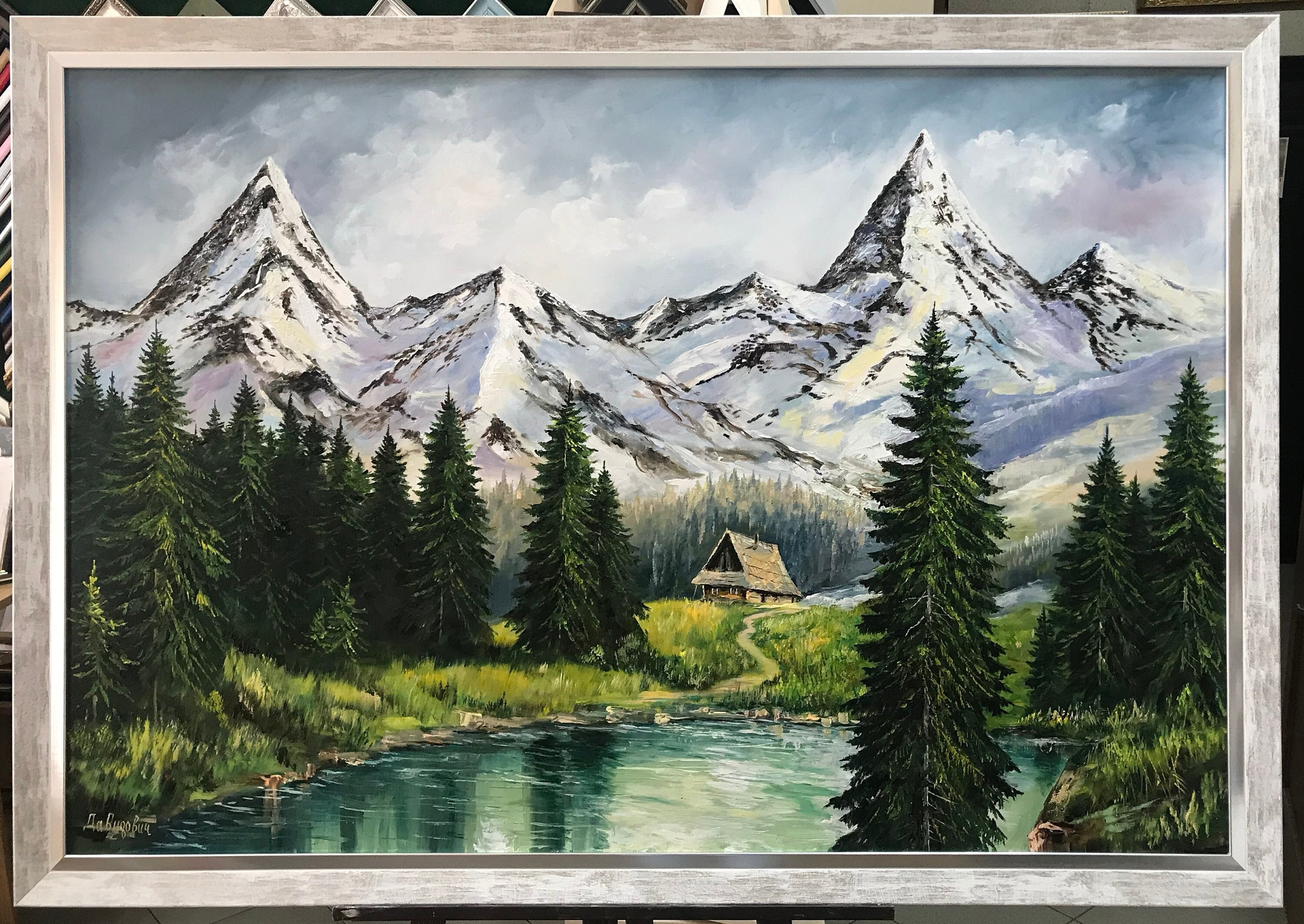 絵画 Mountain Landscape Mountain Landscape Watercolor Neutral Wall Art Panoramic