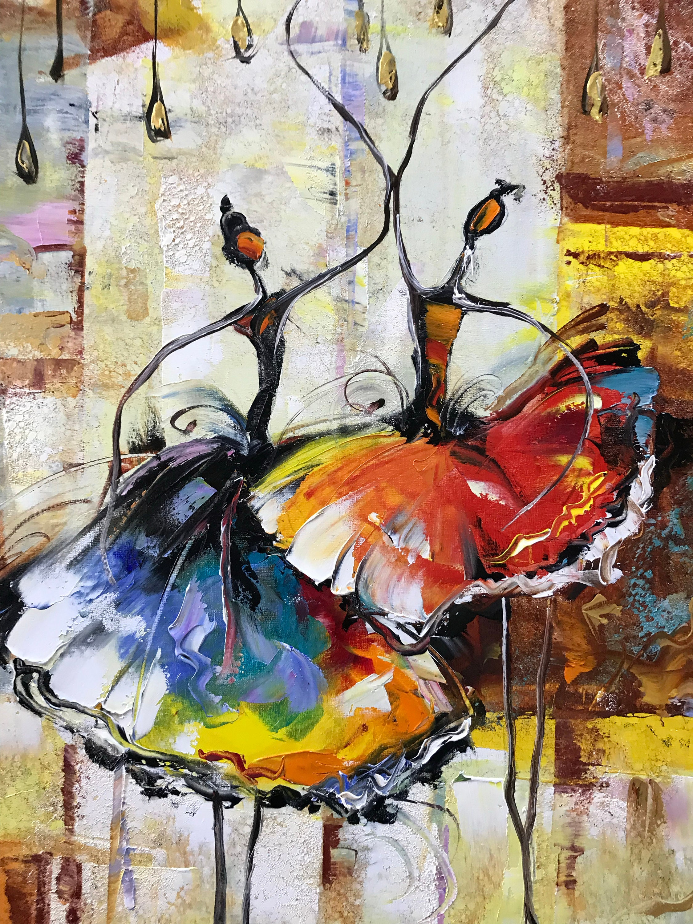 抽象画バレリーナの油絵：特大ダンスキャンバスウォールアート - Etsy 日本