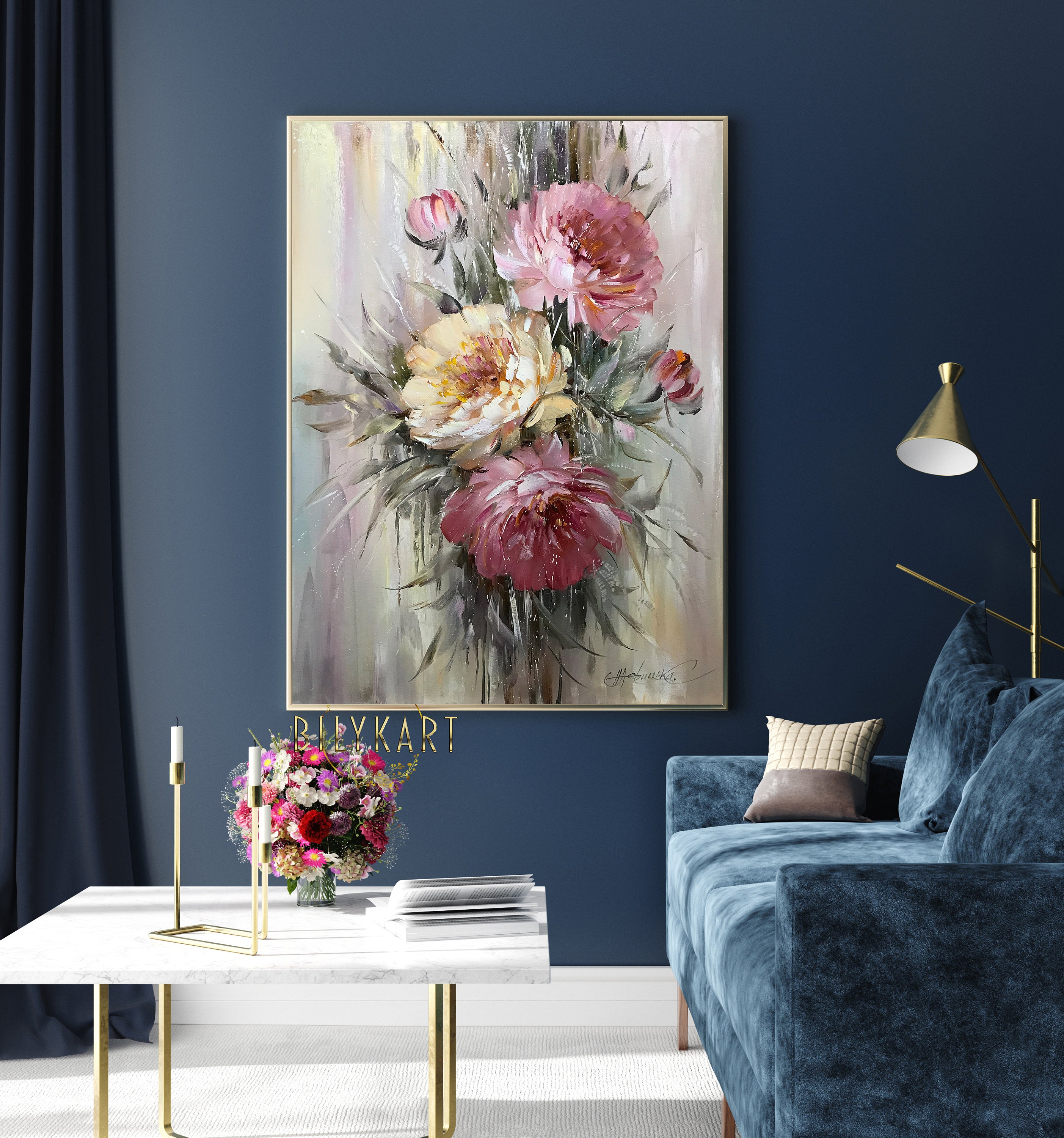 Abstract Floral Paintings on Canvas Oversized Modern Room | Etsy