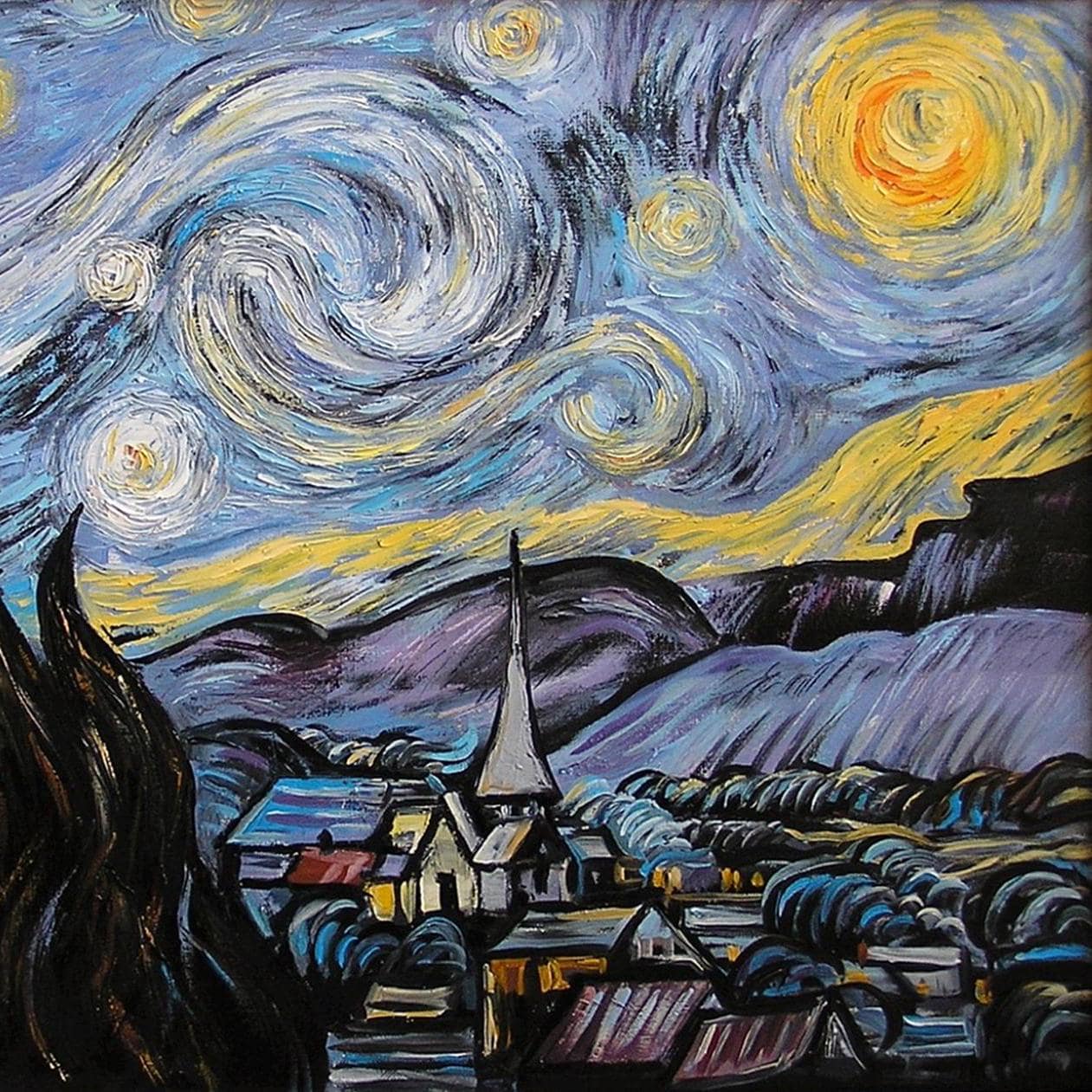 ヴァン・ゴッホの星月夜の絵画 キャンバスに描かれたオリジナル
