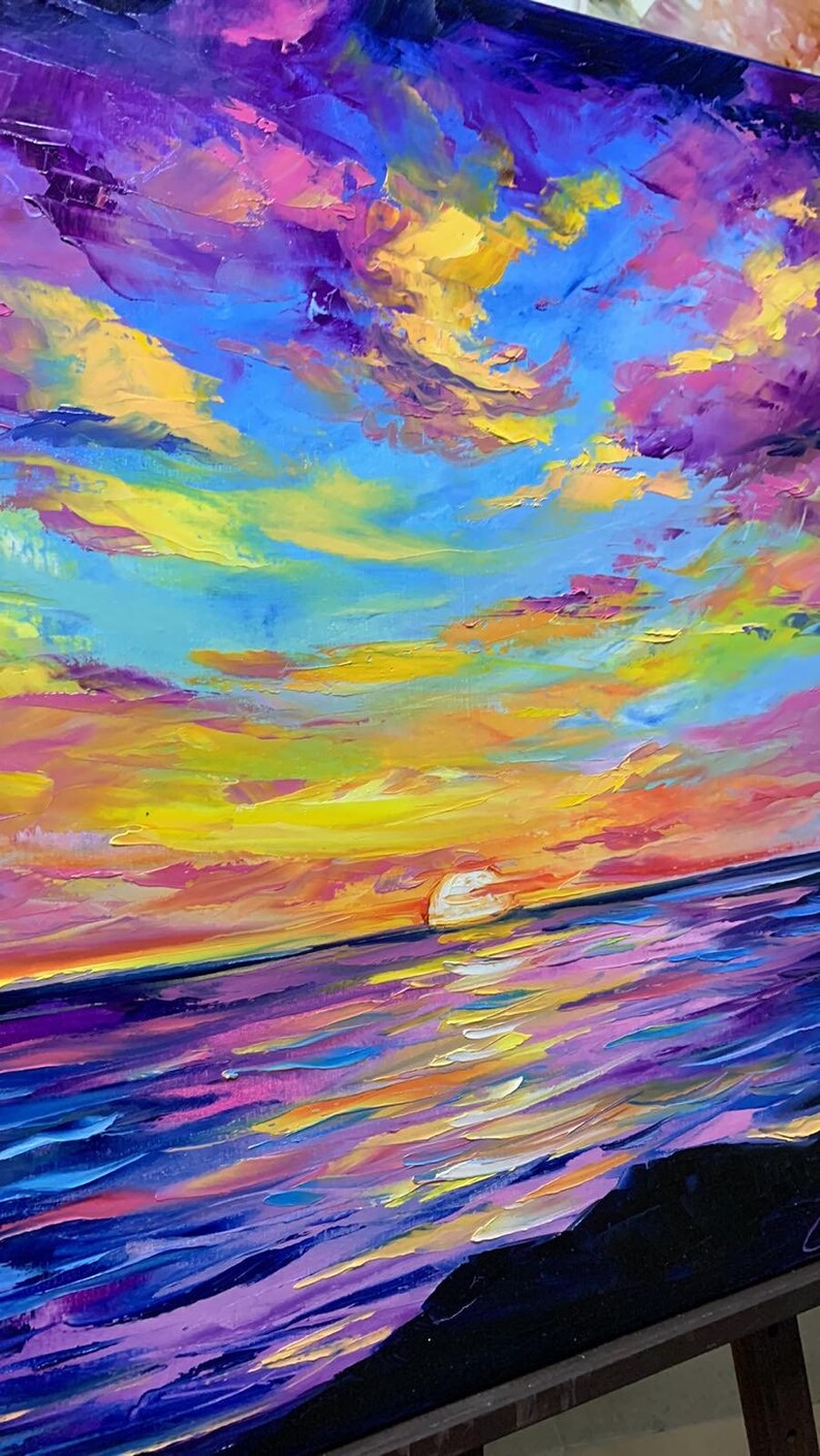 California Sunset Oil Painting Original Cloud Oil Painting Etsy