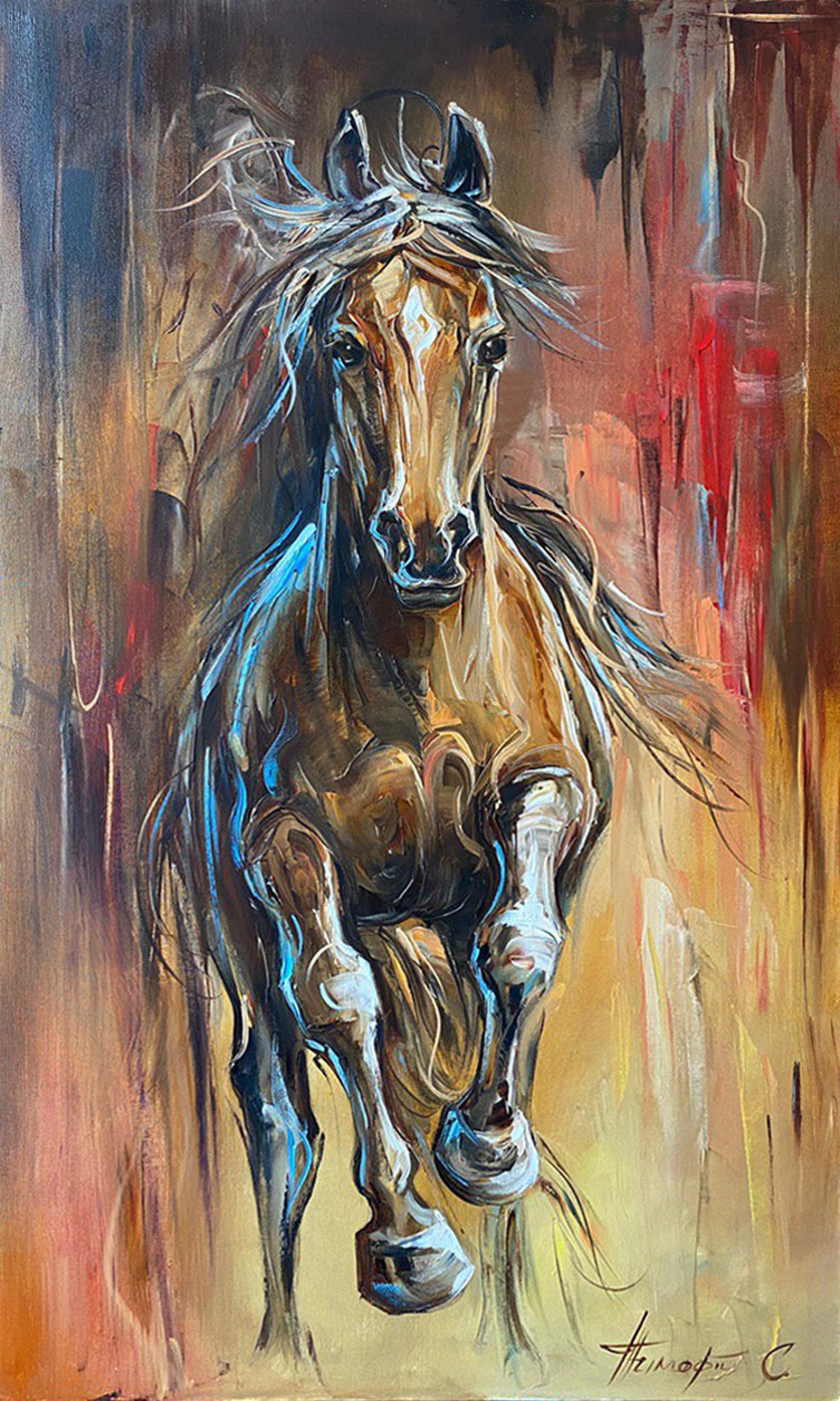 Running Horse Painting Original Horse Wall Art Canvas Animal - Etsy
