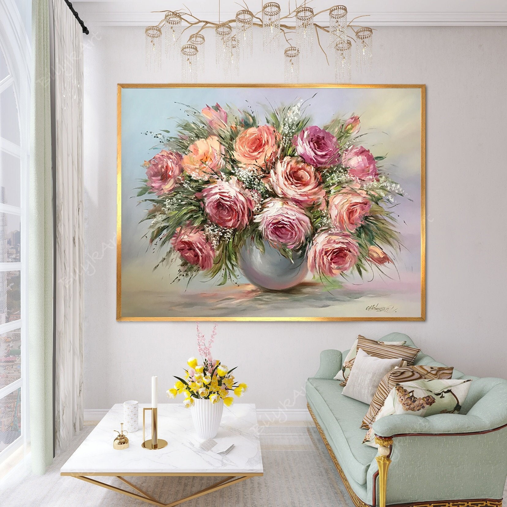 ORIGINAL Abstract Pink Roses Oil Painting Canvas Flowers Texture Artwork Impressionist Impasto Home Decor Wall Painting Floral Hand Painted ORIGINAL Abstract Pink Roses Oil Painting Canvas Flowers Texture Artwork Impressionist Impasto Home Decor Wall Painting Floral Hand Painted