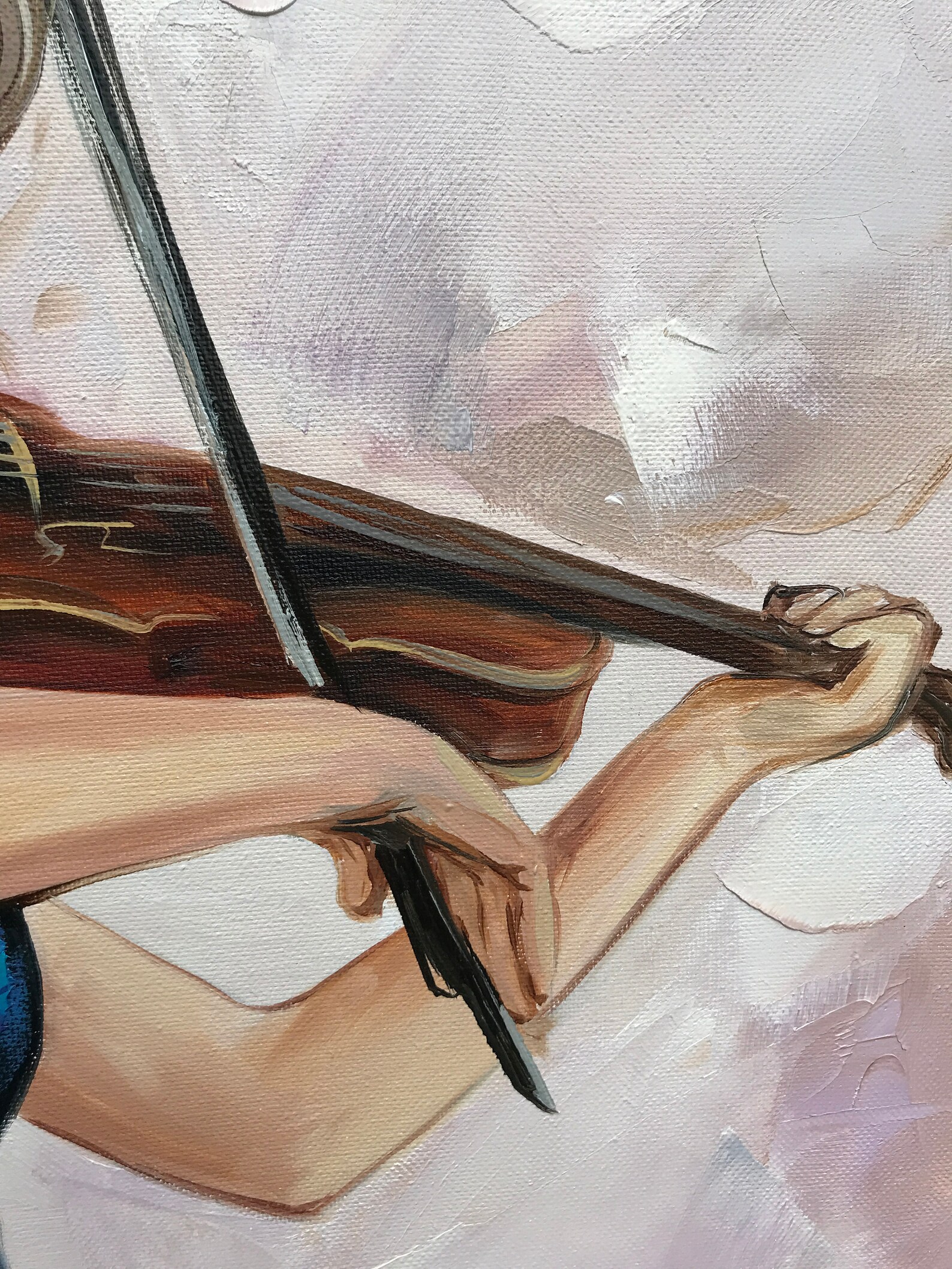 Beautiful Woman With Violin Oil Painting Abstract Girl Wall | Etsy
