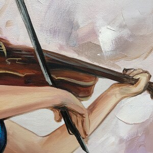 Beautiful Woman With Violin Oil Painting Abstract Girl Wall | Etsy