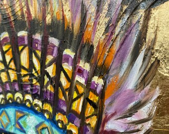 ネイティブアメリカン女性の油絵、先住民アート（19.7x23.6インチ
