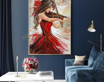 油絵バイオリンを弾く女ベッドルームの装飾絵画 imgrc0081388791.jpg
