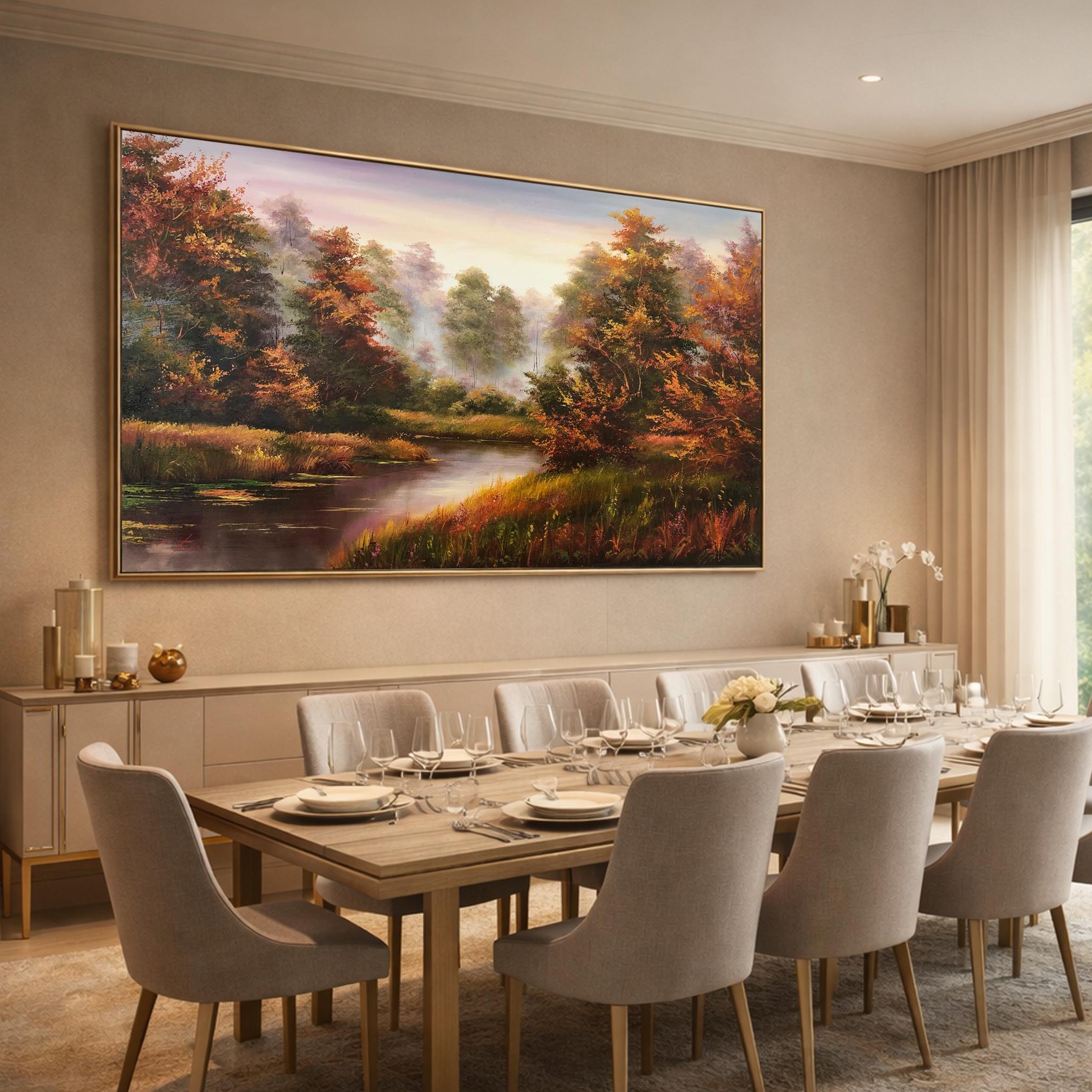 Golden Tree Oil Painting On Canvas Large Wall Art Paintings For Living Room Abstract Wall Art With Gold Frame Prints 20x39inch/50x100cm With Gold Frame
