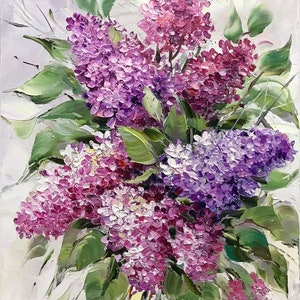 Lilac Oil Painting Original Flower Wall Art Purple Painting on - Etsy