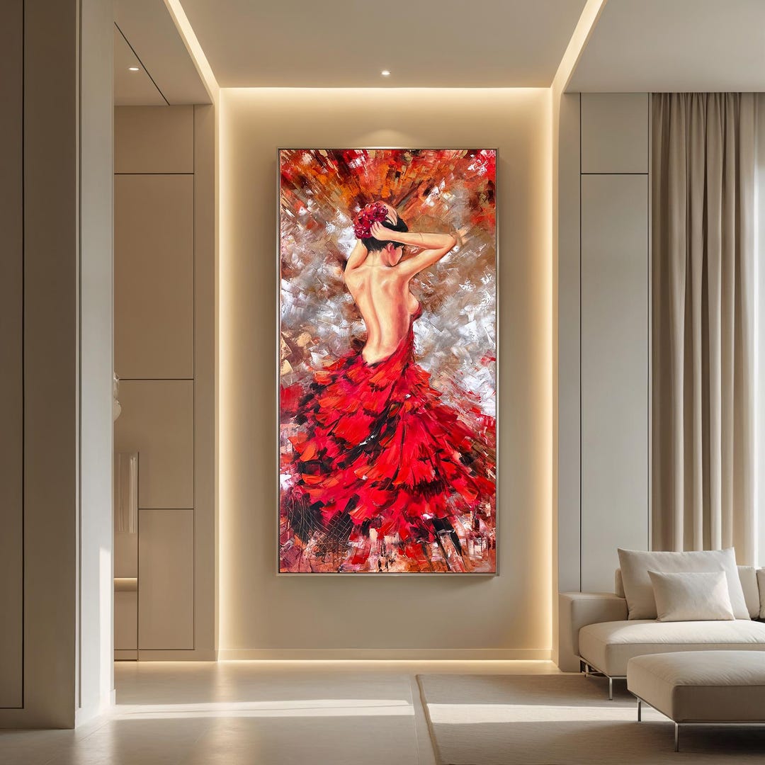 Lady in Red Oil Painting on Canvas: Abstract Woman, Figurative Art - Etsy